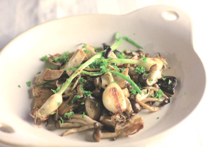 乙村式にんにくとキノコのカリカリ焼き